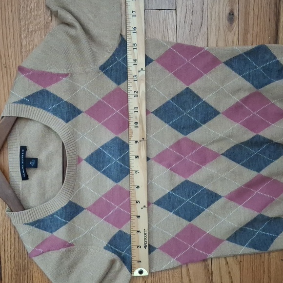 Banana Republic Argyle Short Sleeve Tan Knit Sweater_1 - Picture 7 of 8